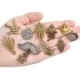 Human Body Parts Charms Collection, 100g(About 50-70 Pieces) Vintage Hand Eye Footprint Moustache Tooth Lip Smile Face Pendants for DIY Jewelry Hand Made Craft, Antique Bronze