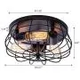 VILUXY Industrial 3-Light Rustic Semi Flush Mount Ceiling Light, with Metal Cage for Kitchen, Living Room, Dining Room, Bedroom, Hallway, Stairway
