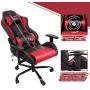 Rimiking Massage Computer Gaming Chair-High Back Bonded Leather Desk Swivel Racing Chair Adjustable Armrest Ergonomic with Soft Headrest&Backrest Red