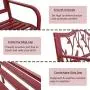 MFSTUDIO Outdoor Patio Garden Bench 50in Metal Seating Chair Furniture for Backyard, Porch, Lawn, Park, Pastoral Bird Design Back, Pink Red MFSTUDIO Outdoor Patio Garden Bench 50in Metal Seating Chair Furniture for Backyard, Porch, Lawn, Park, Pastoral Bird Design Back, Pink Red