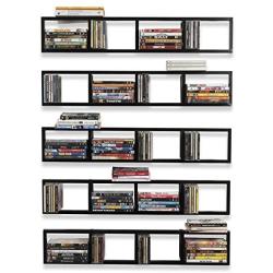 You Have Space Wall Mount 34 Inch Media Storage Rack CD DVD Organizer Metal Floating Shelf Set of 5 Black