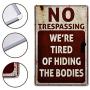 JOYIN 2 PCS Halloween Signs, No Trespassing, Funny Metal Tin Sign for Halloween Decorations, Creepy Home Decor