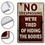 JOYIN 2 PCS Halloween Signs, No Trespassing, Funny Metal Tin Sign for Halloween Decorations, Creepy Home Decor