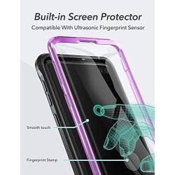 YOUMAKER Kickstand Case for Galaxy S10 Plus, Built-in Screen Protector Work with Fingerprint ID Full Body Heavy Duty Protection Shockproof Cover for Samsung Galaxy S10+ Plus 6.4 inch - Purple