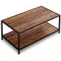 GreenForest Coffee Table Industrial for Living Room Metal Frame Open Shelf Storage, Walnut