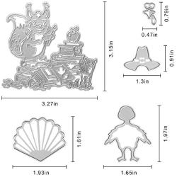 Metal Crazy Turkey Forest Animals Cutting Dies,Magic Squirrels On Books Die Cuts Embossing Stencils Template Mould for Card Scrapbooking and DIY Craft Album Paper Card Decor