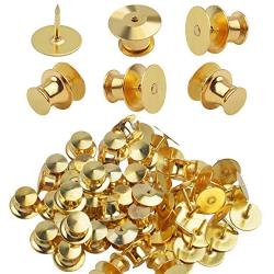 Tie Tacks and Clutch Backs Set, 30 Pieces Metal Pin Backs Locking Pin Keepers with 30 Pieces 10mm Tie Tacks Blank Pins (Gold)- No Tool Required