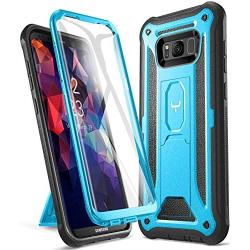 YOUMAKER Kickstand Case for Galaxy S8 Plus, Full Body with Built-in Screen Protector Heavy Duty Protection Shockproof Rugged Cover for Samsung Galaxy S8 Plus 6.2 inch - Blue/Black