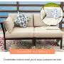 LOKATSE HOME 2 Piece Corner & Armless Sofa Outdoor Furniture Sectional Couch Set Patio Loveseat, 2Pcs, Khaki Cushions LOKATSE HOME 2 Piece Corner & Armless Sofa Outdoor Furniture Sectional Couch Set Patio Loveseat, 2Pcs, Khaki Cushions