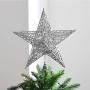 SpringPear 15 cm Silver Glittering Metal Star Christmas Tree Topper Festive Ornament Glitter Merry Xmas Party Decoration Accessories