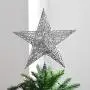 SpringPear 15 cm Silver Glittering Metal Star Christmas Tree Topper Festive Ornament Glitter Merry Xmas Party Decoration Accessories