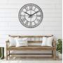 PresenTime & Co Modern Farmhouse Series, Kensington Metal Wall Clock, 24 inch, Galvanized Finish