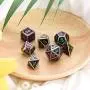 Polyhedral Metal Dices Set Zinc Alloy with Enamel Solid Metal for DND Game, Tabletop RPG, Dungeons and Dragons, Math Teaching, 7 Pieces Dice Set with Black Velvet Bag (Electrophoretic Colorful Black)