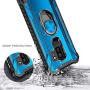 E-Began Case Compatible for Samsung Galaxy S9 Plus, Aluminum Metal Built-in Magnetic Ring Holder Stand, Full-Body Protective Military Phone Case -Blue
