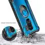 E-Began Case Compatible for Samsung Galaxy S9 Plus, Aluminum Metal Built-in Magnetic Ring Holder Stand, Full-Body Protective Military Phone Case -Blue