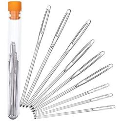 BetyBedy Large-Eye Blunt Needles, Stainless Steel Yarn Knitting Needles, 9 Pieces Sewing Needles, Perfect for Finishing Off Crochet Projects (Silver)