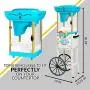 Nostalgia Inch Tall Snow Cone Cart, Metal Scoop Makes 48 Icy Treats, Includes Storage Compartment, Wheels For Easy Mobility – White/Blue