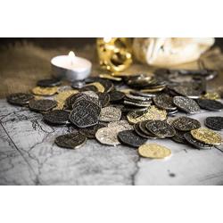 Metal Pirate Coins - 200 Gold and Silver Spanish Doubloon Replicas - Fantasy Metal Coin Pirate Treasure - Gold, Silver, Antique and Rustic Style Finishes by Beverly Oaks