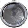 Maro Megastore (Pack of 4) 14-Inch Traditional Round Floral Pattern Engraved Catering Chrome Plated Serving Tray Mirror Plate Silver Metal Platter Tableware Wedding Birthday (Extra Large) T139-14-4pk