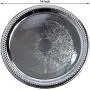Maro Megastore (Pack of 4) 14-Inch Traditional Round Floral Pattern Engraved Catering Chrome Plated Serving Tray Mirror Plate Silver Metal Platter Tableware Wedding Birthday (Extra Large) T139-14-4pk