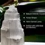 JIC Gem Natural Selenite Lamp 8'' White Selenite Crystal Rock Lamps with Switch Cord and Bulb (2-4 lbs)