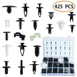 ROLINGER 425PCS Car Retainer Clips Auto Push Pin Rivet Clips Trim Panel Body Plastic Fastener Clips Kit 19 Most Popular Sizes for GM Ford Toyota Honda Chrysler with Plastic Case