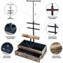 Jewelry Organizer Stand Display Tree - Earring Stand Necklace Holder - Metal Wood Jewelry Tower for Rings Bracelets Watches - Countertop 3 Tier Jewelry Stand with Black Velvet Storage Drawer