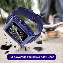 Metal Case for Apple Watch 42mm 44mm Series 6 SE 5 3 Bumper Case with Band Built-in Tempered Glass for iWatch 38mm 40mm Series 4 2 Full Protective Cover with Straps Screen Protector