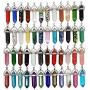 Chenkou Craft Assorted 40pcs Artificial Stone Bullet Shape Healing Pointed Chakra Beads Crystal Stone Charms Pendants for Necklace Jewelry Making Gift