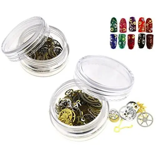 Steampunk Gear Wheel Parts Nail Art Glitter Gold Steampunk Gear Wheel Parts Nail Art Glitter Gold