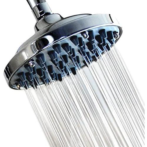 6” Fixed Shower head -High Pressure Showerhead Chrome - Powerful Shower Spray against Low water flow - Anti-clog Anti-leak - DISASSEMBLY CAPACITY - Adjustable Metal Swivel Ball Joint with Filter