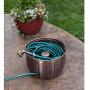 BIRDROCK HOME Decorative Water Hose Holder Pot with Antique Copper Exterior - Ground Garden Hose Box - Steel - Powdered Coated - Embossed - Steel Metal Hider - Outdoor or Indoor Use