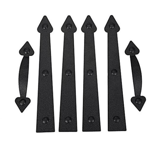 AntiqueSmith Magnetic Decorative Garage Door Curb Appeal Faux Hinges Handles Hardware Kit Color Black