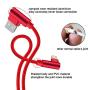 90 Degree iPhone Cable 10 FT 3 Pack Lightning Charger Cable Long Charging & Syncing Cord Compatible with iPhone XS/Max/XR/X/8/7/6/iPod/iPad.(Red,10ft)