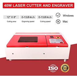 Orion Motor Tech 40W CO2 Laser Engraving Cutting Machine, Digital Control 12'' x 8'' K40 Desktop DIY Wood Laser Engraver Cutter with Red Dot Pointer & Detachable Wheels(2020 Model)