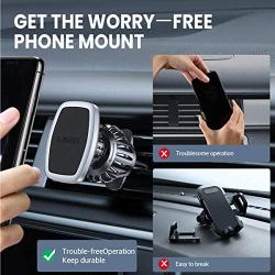 LISEN Phone Holder Car, [Upgraded Clip] Magnetic Phone Mount [6 Strong Magnets] Car Phone Mount [Case Friendly] Phone Car Holder Car Mount Compatible with All Smartphone and Tablet-Silver