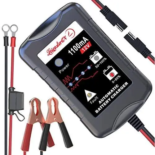 LST 12V Battery Trickle Charger Maintainer Portable Smart Float Charger for Car Motorcycle Lawn Mower SLA AGM GEL CELL WET Lead Acid Batteries LST 12V Battery Trickle Charger Maintainer Portable Smart Float Charger for Car Motorcycle Lawn Mower SLA AGM GEL CELL WET Lead Acid Batteries