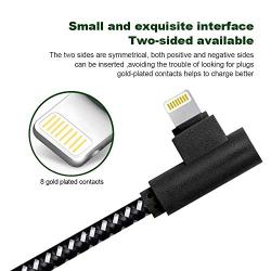 [3-Pack] Right Angle iPhone Charging Cable Nylon Braided 90 Degree Elbow Design Compatible with iPhone Xs Max/XS/XR/X, 8 7 6s 6 Plus, SE, 5s, 5c, 5, iPad Mini/Air/Pro (Black White, 10ft)