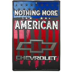 HangTime Chevrolet Nothing More American Metal Sign, 12 x 18 Inch Wall Décor, Vintage Chevy Wall Art with U.S. Flag