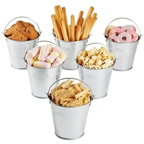 NUOLUX Mini Tinplate Metal Bucket Icing French Fries Tin Pails - 6 Pieces NUOLUX Mini Tinplate Metal Bucket Icing French Fries Tin Pails - 6 Pieces