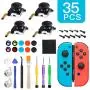 4 Pack 3D Joycon Joystick Replacement, Analog Thumb Stick for Nintendo Switch Joy Con, Full Repair Tool Set Include 4 Thumb 3D Sticks, 2 Metal Buckles, 3 Screwdriver, 2 Pry Tools, 10 Thumbstick Caps 4 Pack 3D Joycon Joystick Replacement, Analog Thumb Stick for Nintendo Switch Joy Con, Full Repair Tool Set Include 4 Thumb 3D Sticks, 2 Metal Buckles, 3 Screwdriver, 2 Pry Tools, 10 Thumbstick Caps
