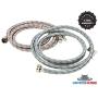 Washing Machine Hoses (4FT) - Universal Fit - (2 Pack) 90 Degree Braided Stainless Steel Water Supply Line - Burst Proof - Includes Wrench for Easy Installation