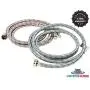 Washing Machine Hoses (4FT) - Universal Fit - (2 Pack) 90 Degree Braided Stainless Steel Water Supply Line - Burst Proof - Includes Wrench for Easy Installation