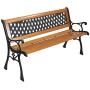 YYAO Garden Bench Outdoor Patio Bench 50'' Metal Bench Park Bench with Armrests Backrest,Hardwood Patio Furniture Bench for Porch Work Entryway Yard Lawn,Bronze & Natural