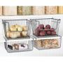 mDesign Household Metal Under Shelf Hanging Storage Bin Basket with Open Front for Organizing Kitchen Cabinets, Cupboards, Pantries, Shelves - Large, 2 Pack - Graphite Gray