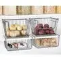 mDesign Household Metal Under Shelf Hanging Storage Bin Basket with Open Front for Organizing Kitchen Cabinets, Cupboards, Pantries, Shelves - Large, 2 Pack - Graphite Gray