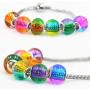 RUBYCA Mix Rainbow Gradient Murano Glass Beads European Charm Bracelet Spacer DIY Silver Color 30pcs