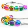 RUBYCA Mix Rainbow Gradient Murano Glass Beads European Charm Bracelet Spacer DIY Silver Color 30pcs