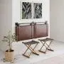 Nathan James Harlow Wall Mount Faux Leather or Fabric Upholstered Headboard, Adjustable Height Vintage Brown Straps with Black Matte Metal Rail, King Nathan James Harlow Wall Mount Faux Leather or Fabric Upholstered Headboard, Adjustable Height Vintage Brown Straps with Black Matte Metal Rail, King