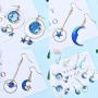Youdiyla 40pcs Blue Enamel Moon Star Planet Charms Collection, Mix Metal Pendant Supplies Findings for Jewelry Making (HM275)